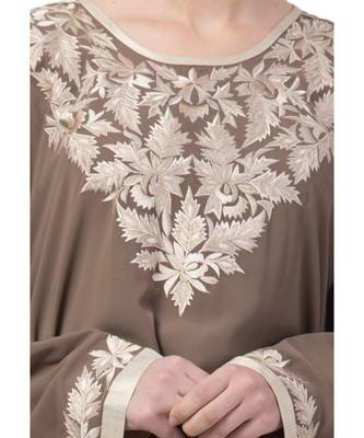 Khaki Nida Embroidered Kaftan 1