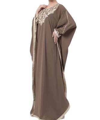 Khaki Nida Embroidered Kaftan 2