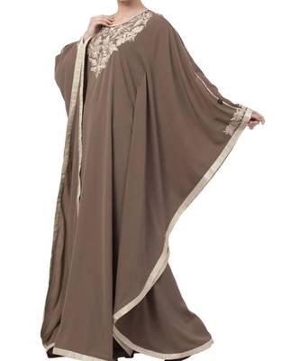 Khaki Nida Embroidered Kaftan 4