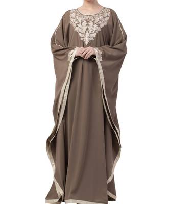Khaki Nida Embroidered Kaftan 6
