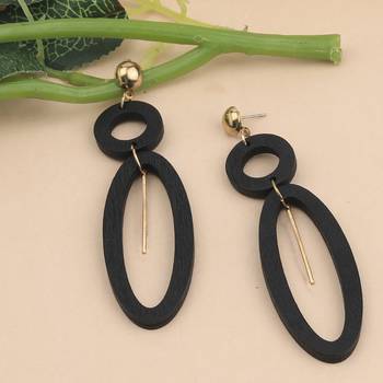 Elegant Light Weight Dangle Wooden Earrings For Girls And Women. 2