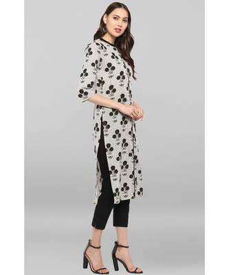 Janasya Women's Off White Cotton Kurta With Pant 3