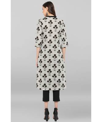 Janasya Women's Off White Cotton Kurta With Pant 4