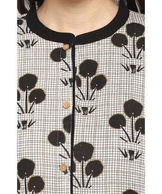 Janasya Women's Off White Cotton Kurta With Pant 5