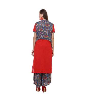 Kalamkari Print Jacket-Kurta-Palazzo Set 3