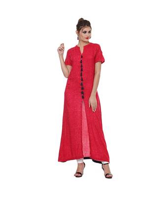 Classic Women's Long Kurti with Tassel Trims 1