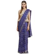 Blue printed Chiffon saree with blouse