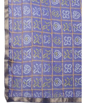 Blue printed Chiffon saree with blouse 4