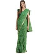 Green printed Chiffon saree with blouse