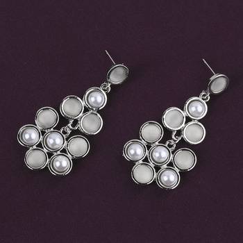 Party Wear Silver Pearl Earring For Women Girl 2