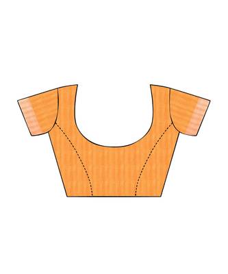Orange printed cotton saree with blouse 5