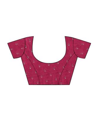 Maroon printed Silk blend saree with blouse 5