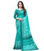 Green printed Silk blend saree with blouse