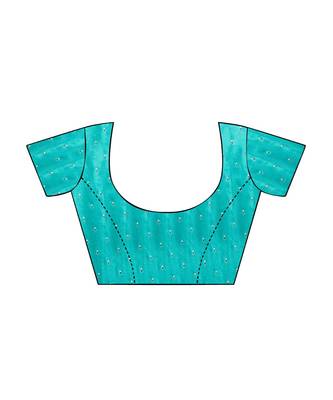 Green printed Silk blend saree with blouse 5
