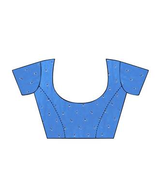 Blue printed Silk blend saree with blouse 5