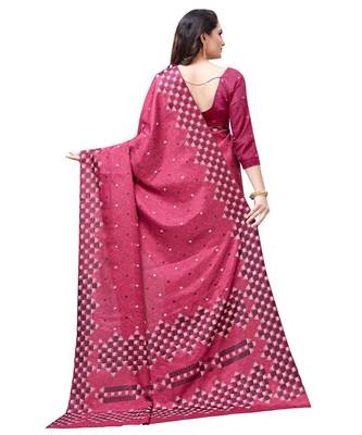 Maroon printed Silk blend saree with blouse 2