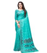 Green printed Silk blend saree with blouse