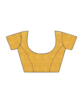 Mustard printed Silk blend saree with blouse 5