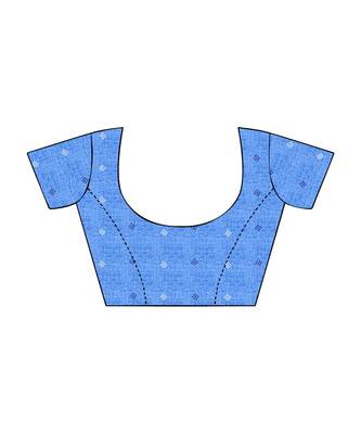 Blue printed Silk blend saree with blouse 5