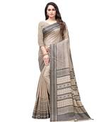 Beige printed Silk blend saree with blouse