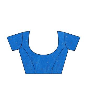Blue printed Silk blend saree with blouse 5