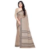 Beige printed Silk blend saree with blouse