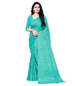 Green printed Silk blend saree with blouse