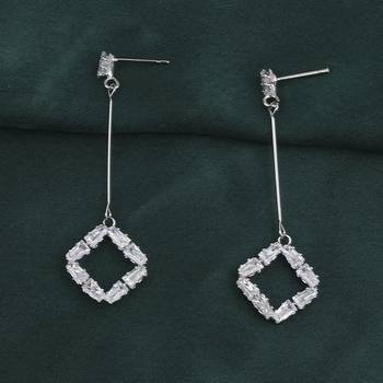 Silver Plated Charm Diamond Dangle Earring For Women Girl 4