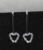 Silver Plated Fashion Heart Shape Diamond Dangle Earring For Women Girl