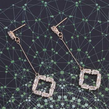 Rose Gold Fashion Diamond Dangle Earring For Women Girl 3