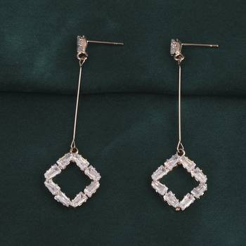 Rose Gold Fashion Diamond Dangle Earring For Women Girl 4