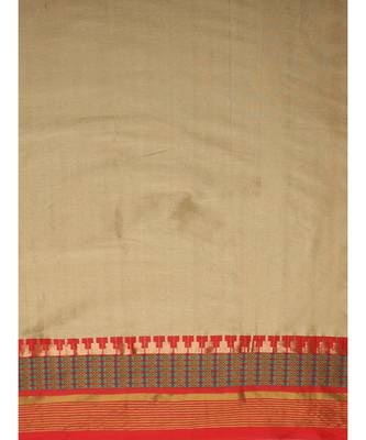 Beige printed Art Silk saree with blouse 4
