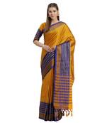 Mustard printed Art Silk saree with blouse