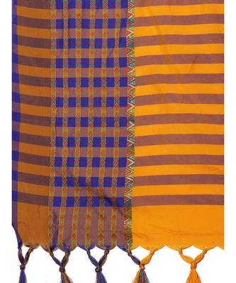 Mustard printed Art Silk saree with blouse 4