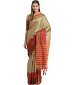 Beige printed Art Silk saree with blouse
