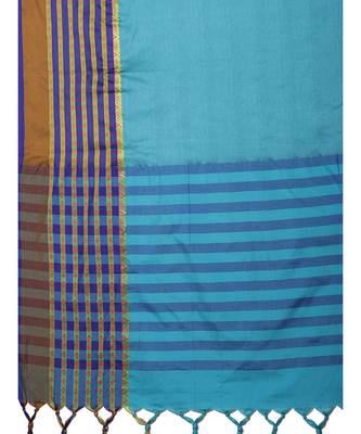turquoise printed Art Silk saree with blouse 4