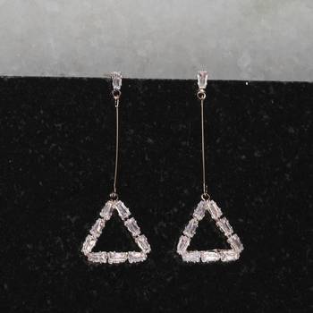 Rose Gold Party Wear Diamond Dangle Earring For Women Girl 1