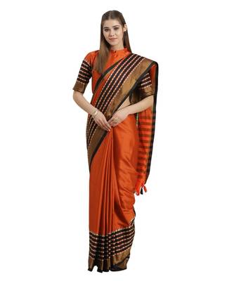 Red printed Art Silk saree with blouse 1