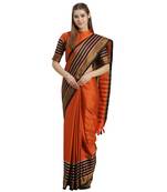 Red printed Art Silk saree with blouse