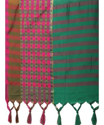 Green printed Art Silk saree with blouse 4