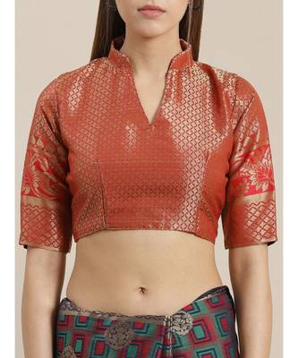 Blue printed Silk blend saree with blouse 3