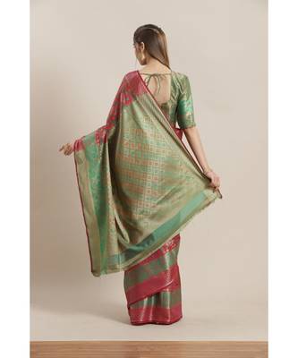 Magenta printed Silk blend saree with blouse 2