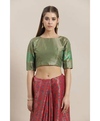 Magenta printed Silk blend saree with blouse 3