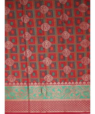 Magenta printed Silk blend saree with blouse 4