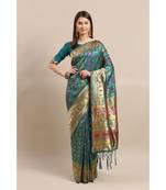 Green printed Silk blend saree with blouse