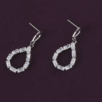 Silver Plated Stylish Party Wear Diamond Stud Earring For Women Girl 1