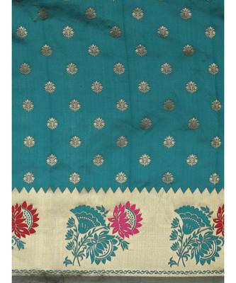 Green printed Silk blend saree with blouse 4