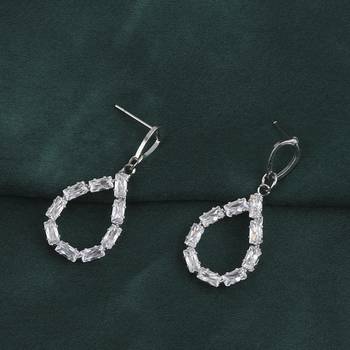 Silver Plated Stylish Party Wear Diamond Stud Earring For Women Girl 3