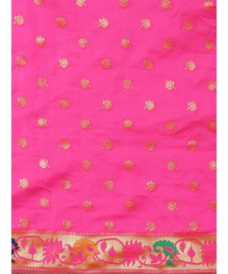 Pink printed Silk blend saree with blouse 4