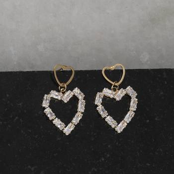 Gold Plated Elegant Party Wear Heart Shape Stud Earring For Women Girl 1